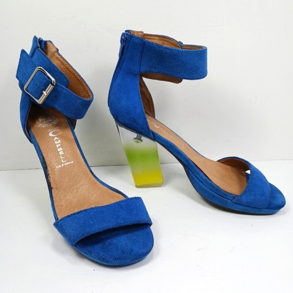 JEFFREY CAMPBELL Soiree Suede Straps Ombre Lucite Block Heel WornButNotW… - Picture 15 of 15